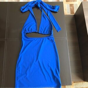 SHEIN SXY Crisscross Tie Back Plunging Neck Bodycon Dress XS